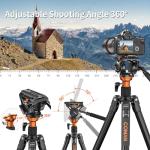 COMAN Fluid Head Tripod: 70.8 inch, Camera Monopod