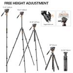 COMAN Fluid Head Tripod: 70.8 inch, Camera Monopod