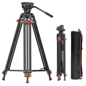 74.4" Twin Tube Tripod for DSLR Camera - Black