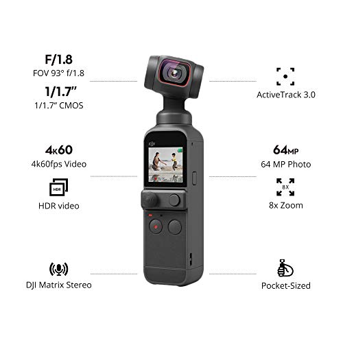 DJI Pocket 2 - 3-Axis Gimbal Stabilizer with 4K Camera, Pocket-Sized, Black