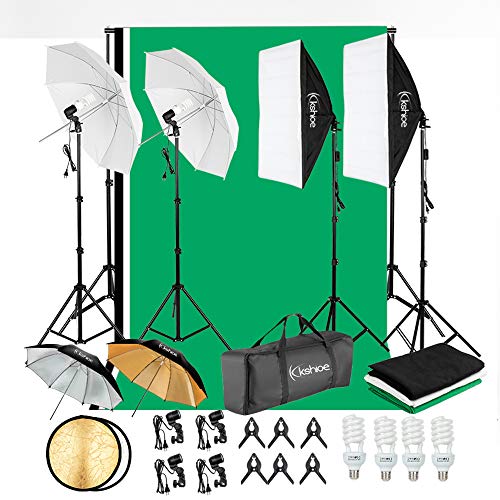 Kshioe 800W Lighting Kit with Backdrop Support