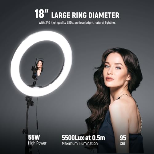NEEWER 18inch Ring Light Kit: Studio Lighting & Phone Holder