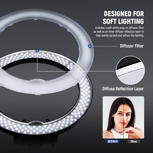 NEEWER 18inch Ring Light Kit: Studio Lighting & Phone Holder