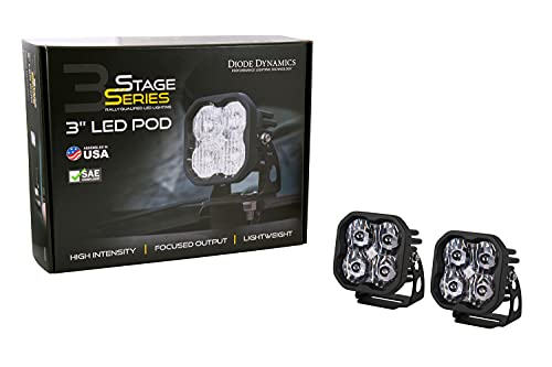 3in White LED Sport Pod Pair with Amber Backlight