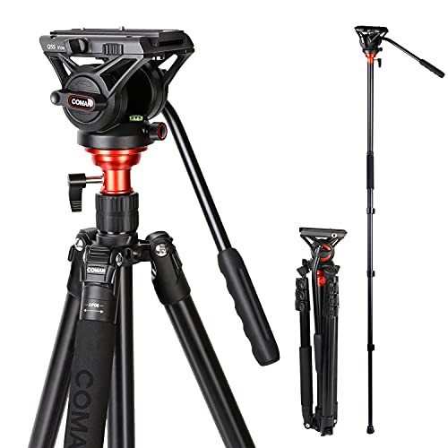 COMAN Fluid Head Tripod: 70.8 inch, Camera Monopod