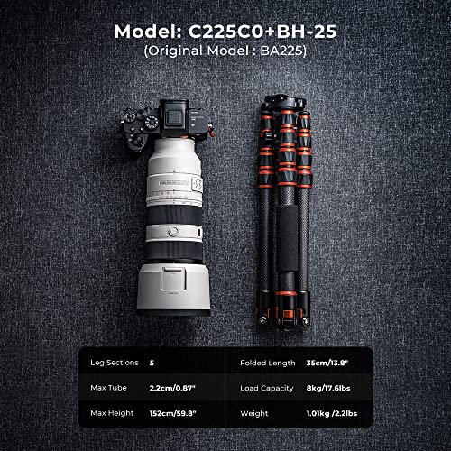 Lightweight Carbon Fiber Camera Tripod with Ball Head