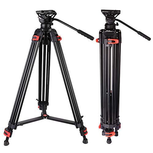 74.4" Twin Tube Tripod for DSLR Camera - Black