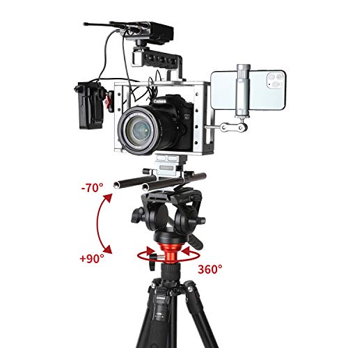 COMAN Fluid Head Tripod: 70.8 inch, Camera Monopod