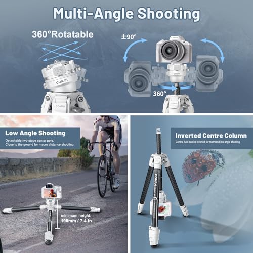 COMAN Portable Travel Camera Tripod, Compact Lightweight