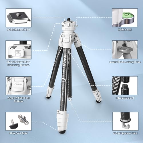 COMAN Portable Travel Camera Tripod, Compact Lightweight