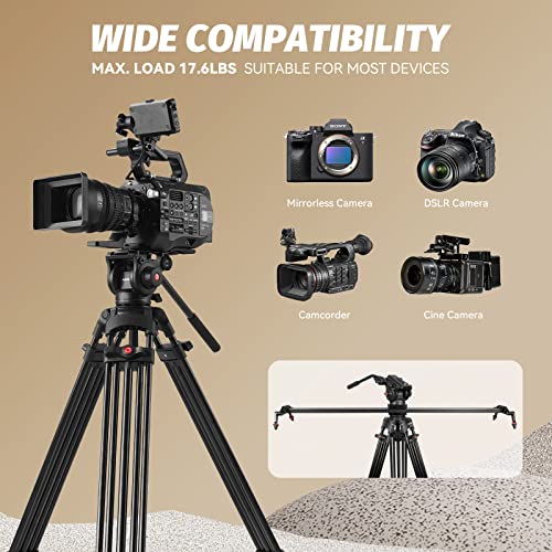 RAUBAY 70.8" Pro Video Tripod Fluid Head DSLR