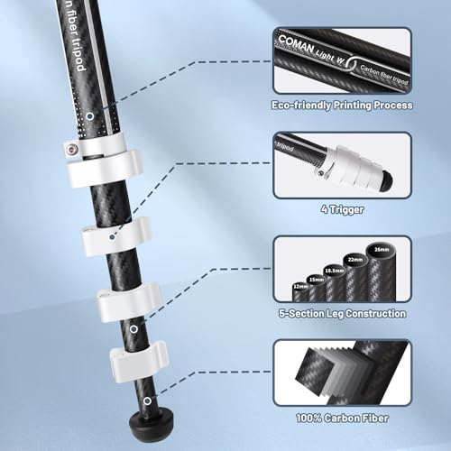 COMAN Portable Travel Camera Tripod, Compact Lightweight