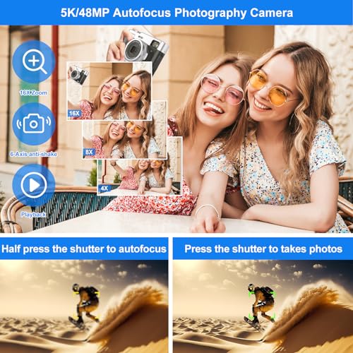 5K Autofocus Digital Camera with 48MP & More