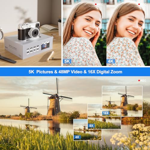 5K Autofocus Digital Camera with 48MP & More
