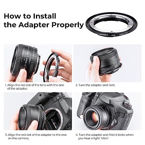K&F Concept Lens Mount Adapter for Nikon Lens to Canon Cameras