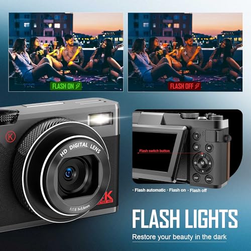 ATPLOES 4K Digital Camera, 48MP Video/Vlogging, 16X Zoom