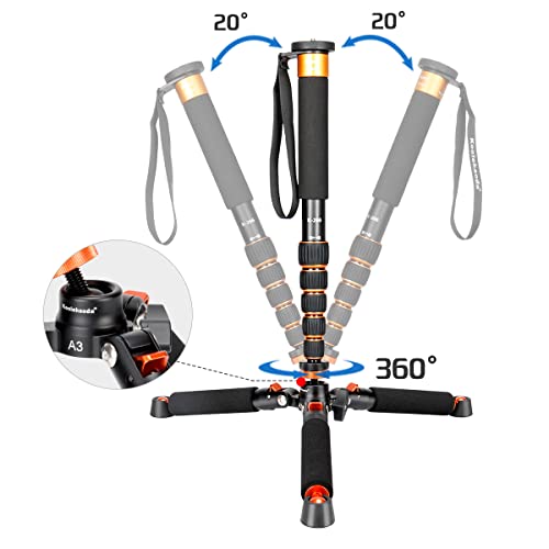 Adjustable Aluminum Monopod with Metal Tripod Base