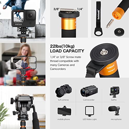 Adjustable Aluminum Monopod with Metal Tripod Base