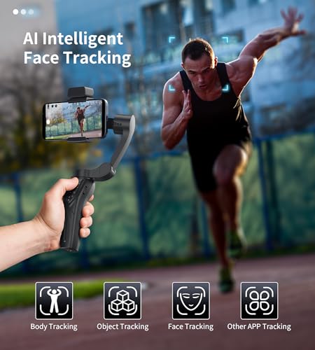 AI-Tracked 3-Axis Foldable Smartphone Gimbal Stabilizer