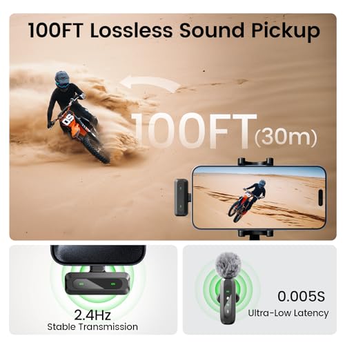 BILIWAL Wireless Lavalier Microphone for iPhone/iPad