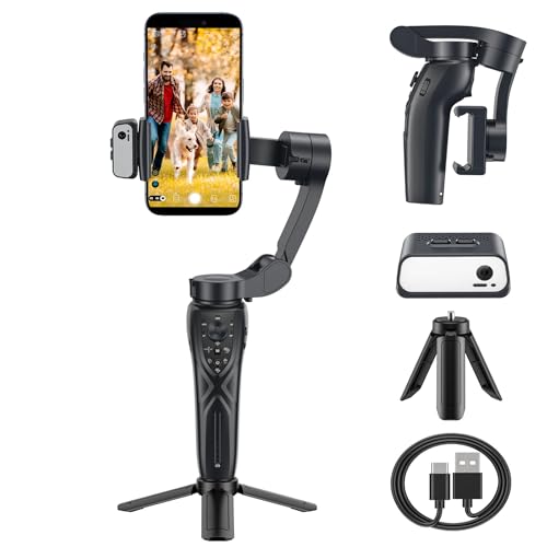 AI-Tracked 3-Axis Foldable Smartphone Gimbal Stabilizer
