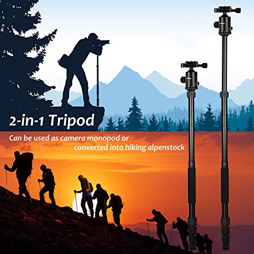 76" Aluminum DSLR Camera Tripod with 360° Ball Head