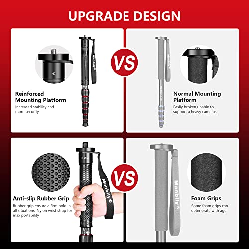 Compact Carbon Fiber Camera Monopod with Walking Stick Handle