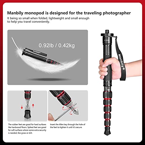 Compact Carbon Fiber Camera Monopod with Walking Stick Handle