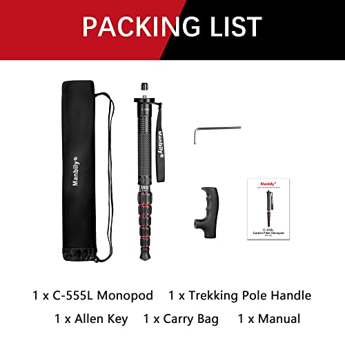 Compact Carbon Fiber Camera Monopod with Walking Stick Handle