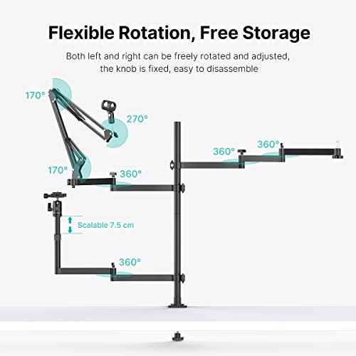 Flexible Boom Arm for Live Broadcast, Photography, Podcasting