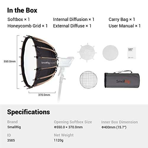 Parabolic Softbox for SmallRig RC Lights (21.6inch/55cm)