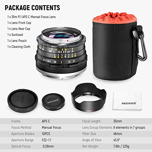 NEEWER 35mm f1.1 Prime Lens for Sony E Mount Cameras