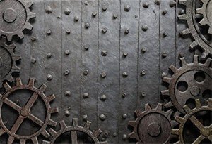 Laeacco Steampunk Theme Backdrop 10x8ft Vinyl Photography Background Shabby Rustic Metal Background Gears Cogs Grunge Heavy Industial Punk Style Creative Design Child Baby Adult Portrait Shoot