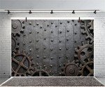 Laeacco Steampunk Theme Backdrop 10x8ft Vinyl Photography Background Shabby Rustic Metal Background Gears Cogs Grunge Heavy Industial Punk Style Creative Design Child Baby Adult Portrait Shoot