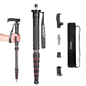 Compact Carbon Fiber Camera Monopod with Walking Stick Handle