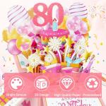 Pink 80th Birthday Pop-Up Card for Women