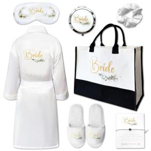 Bride Gift Set with Robe, Tote, and Accessories