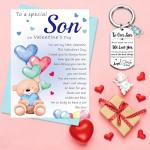 Cute Bear Valentine's Card Keyring for Son