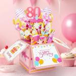 Pink 80th Birthday Pop-Up Card for Women