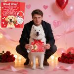 Cute Dog Valentine's Card & Keyring Gift Set