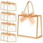 12 Pack Small White and Gold Gift Bags
