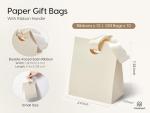 Cream White Gift Bags with Ribbon Handles - Set of 5