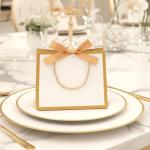 12 Pack Small White and Gold Gift Bags