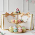 12 Pack Small White and Gold Gift Bags