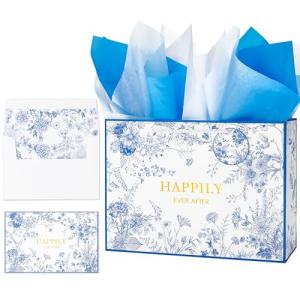 Large Wedding Gift Bag with Greeting Card and Tissue