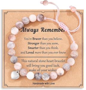 Pink Zebra Jasper Healing Crystal Bracelets - 2 Pack