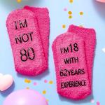 Funny Fluffy Socks for 80th Birthday Gifts