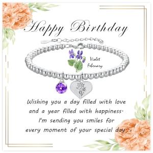 Silver Birth Flower Bracelet for February Birthdays
