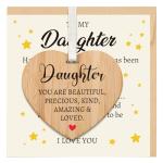 Daughter Birthday Card with Wooden Heart Plaque