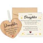 Daughter Birthday Card with Wooden Heart Plaque